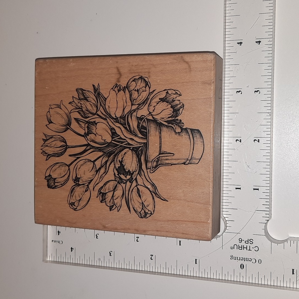 Tulip bucket rubber stamp